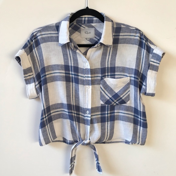 Rails Tops - Rails Button Front Top Tie-Front Blouse XS